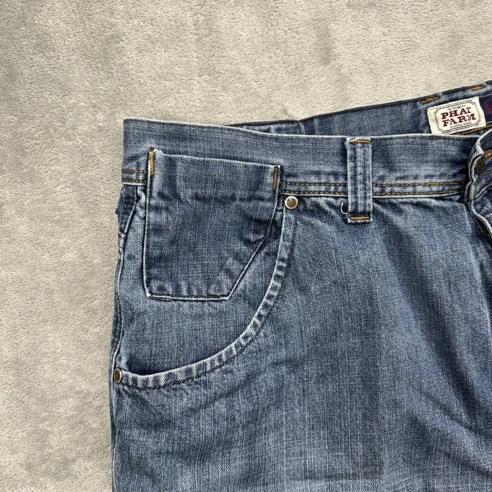 VINTAGE Phat Farm Denim Jean Shorts Blue Jorts Baggy Skater Hip Hop Y2K Size 42